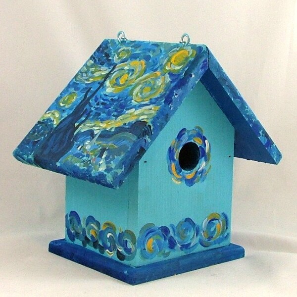 BirdHouse Faux Van Gogh Handpainted Indoor Outdoor