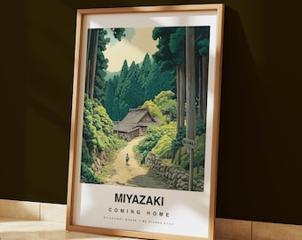 Studio Ghibli Art Print: Miyazaki Inspired Village Scene, Premium Asian Artwork