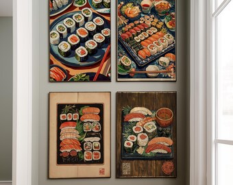 Sushi Wall Art Set: Studio Ghibli Japanese Food Prints (Digital Download)