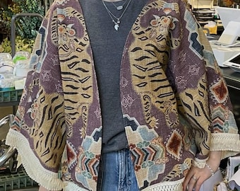 Womens upcycled blanket jacket