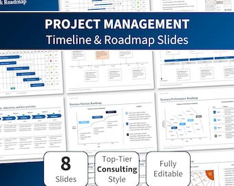 Projektmanagement-Timeline-Vorlage | Gantt Diagramm & Road Map Power Point | Professionelles Planungs-Tool für Teams