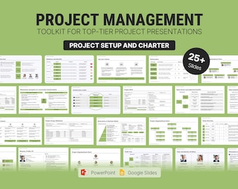 Project Setup and Charter PowerPoint Template | Editable Slides, Timeline, Gantt, KPI (Digital Download)