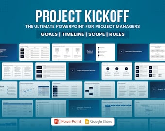 Projektmanagement Kick-off Vorlage | Professionelle Powergold-Präsentation für Zusammenarbeit und Planung im Team