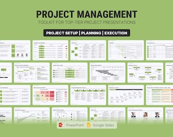 Project Management PowerPoint Template | Editable Slides, Timeline, Gantt, KPI (Digital Download)