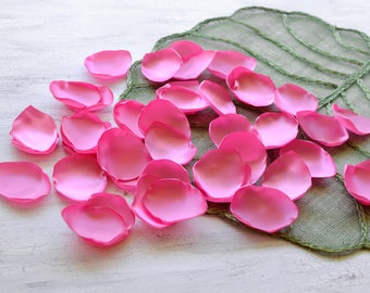 Satijn blad appliques, rozenblaadjes, stof versiering, stof bloemblad, bruiloft scatter bloemblad, zijde bloemblaadjes bulk (50st)-BUBBLEGUM PINK SATIN