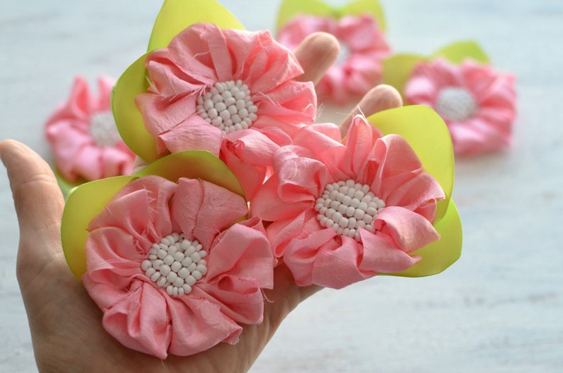 Frayed silk flower embellishments flower appliques fabric Etsy