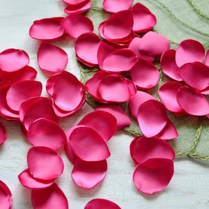 Satin leaf appliques, rose petals, fabric embellishment, fabric petals, wedding scatter petals, silk petals bulk 50pcs FUCHSIA PINK SATIN image 5