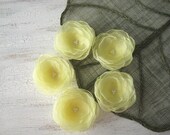 Water Lilies- Organza sew on flower appliques, fabric flowers, handmade floral supplies, silk flowers (5 pcs)- MELLOW YELLOW