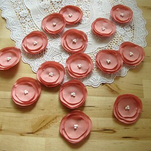 Fabric appliques, sew on flower embellishments, crepe fabric flowers for crafts, handmade bouquet supplies 15 pcs BLUSH PINK POPPIES image 3