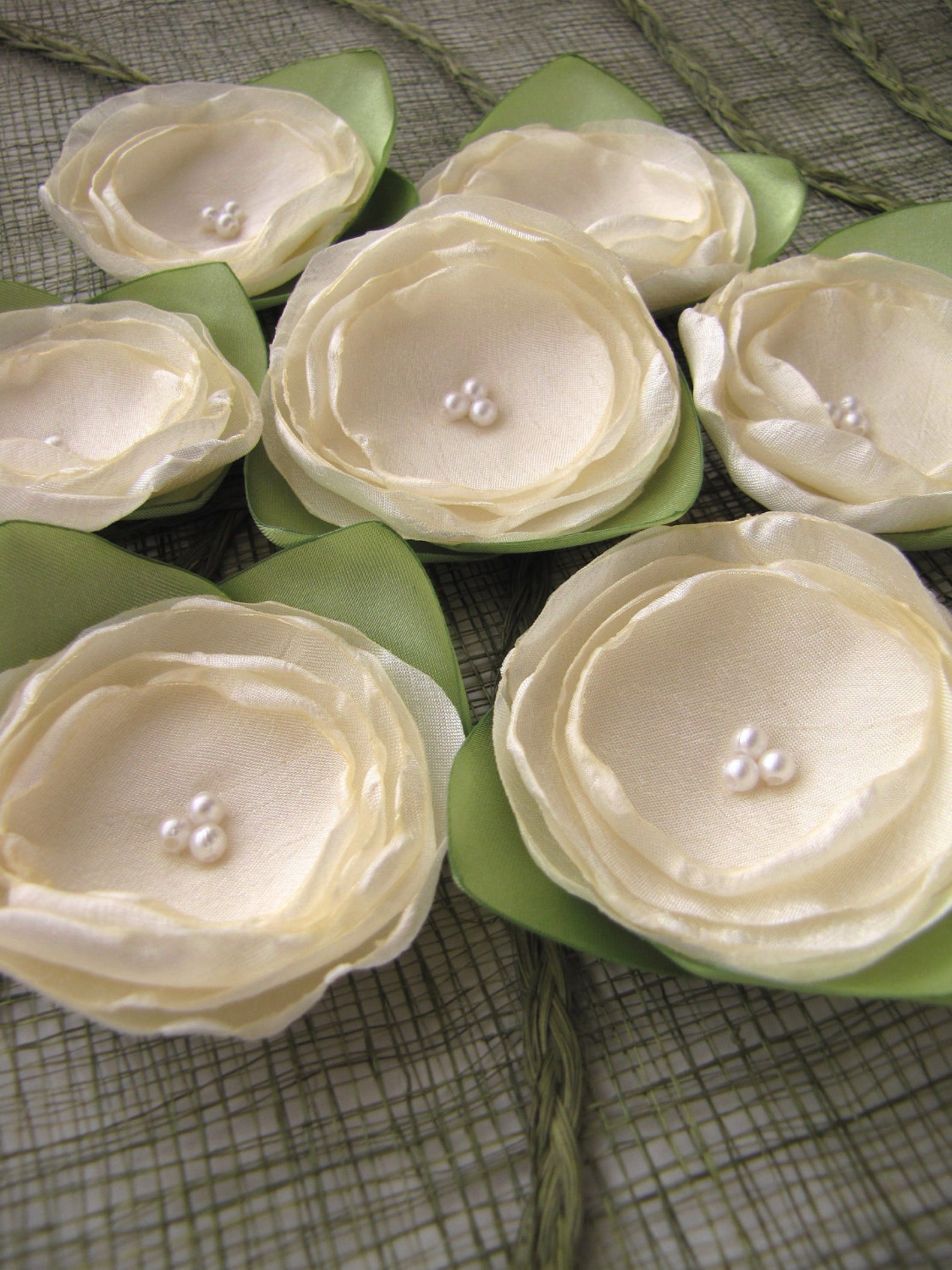 Handmade Fabric Flower Appliques Floral Embellishments Silky Etsy