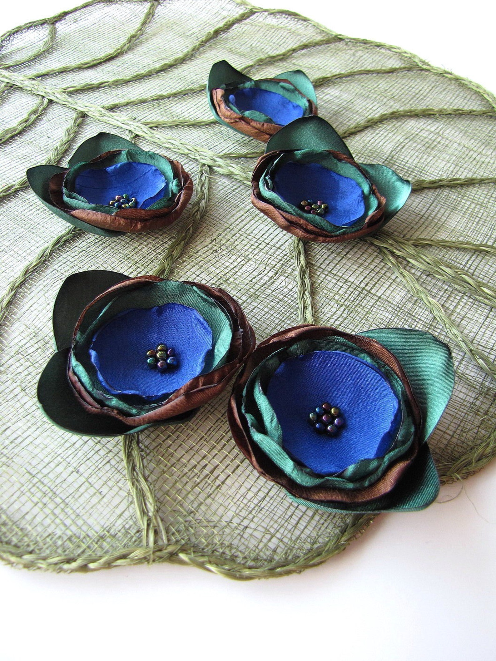 Handmade Fabric Flower Appliques / Embellishments 5 Pcs Etsy