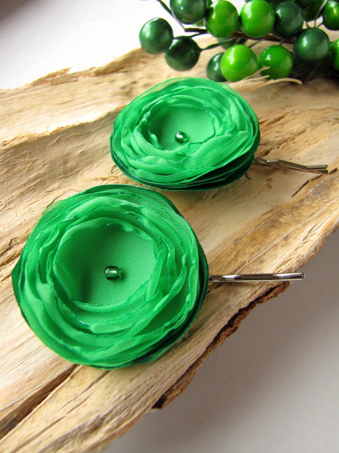 Floral Hair Accessories Fabric Flower Bobby Pins Sheer Voile Etsy