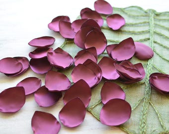 Handmade satin, organza appliques, leaf appliques, craft supplies, loose silk petals, fabric petals, diy flowers (50pcs)- CRANBERRY SATIN
