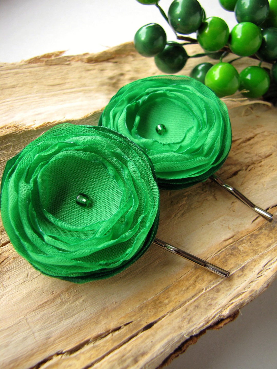 Floral Hair Accessories, Fabric Flower Bobby Pins, Sheer Voile Hair