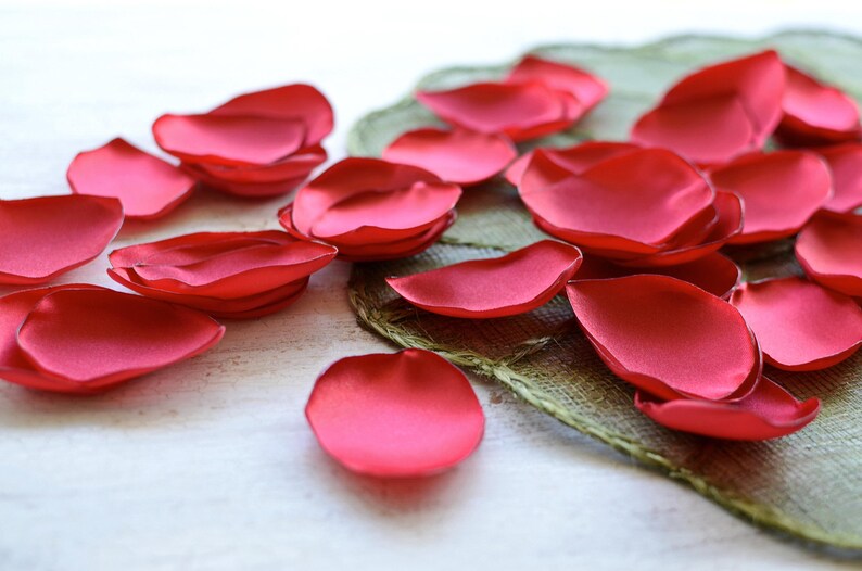 - RED SATIN leaf appliques fabric petals loose silk petals diy flowers organza appliques Handmade satin 50pcs supplies for crafts
