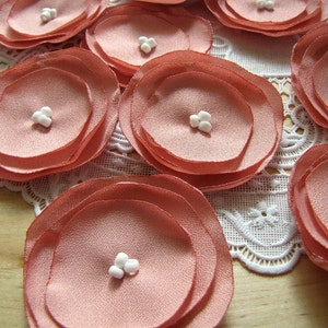 Fabric appliques, sew on flower embellishments, crepe fabric flowers for crafts, handmade bouquet supplies 15 pcs BLUSH PINK POPPIES image 4