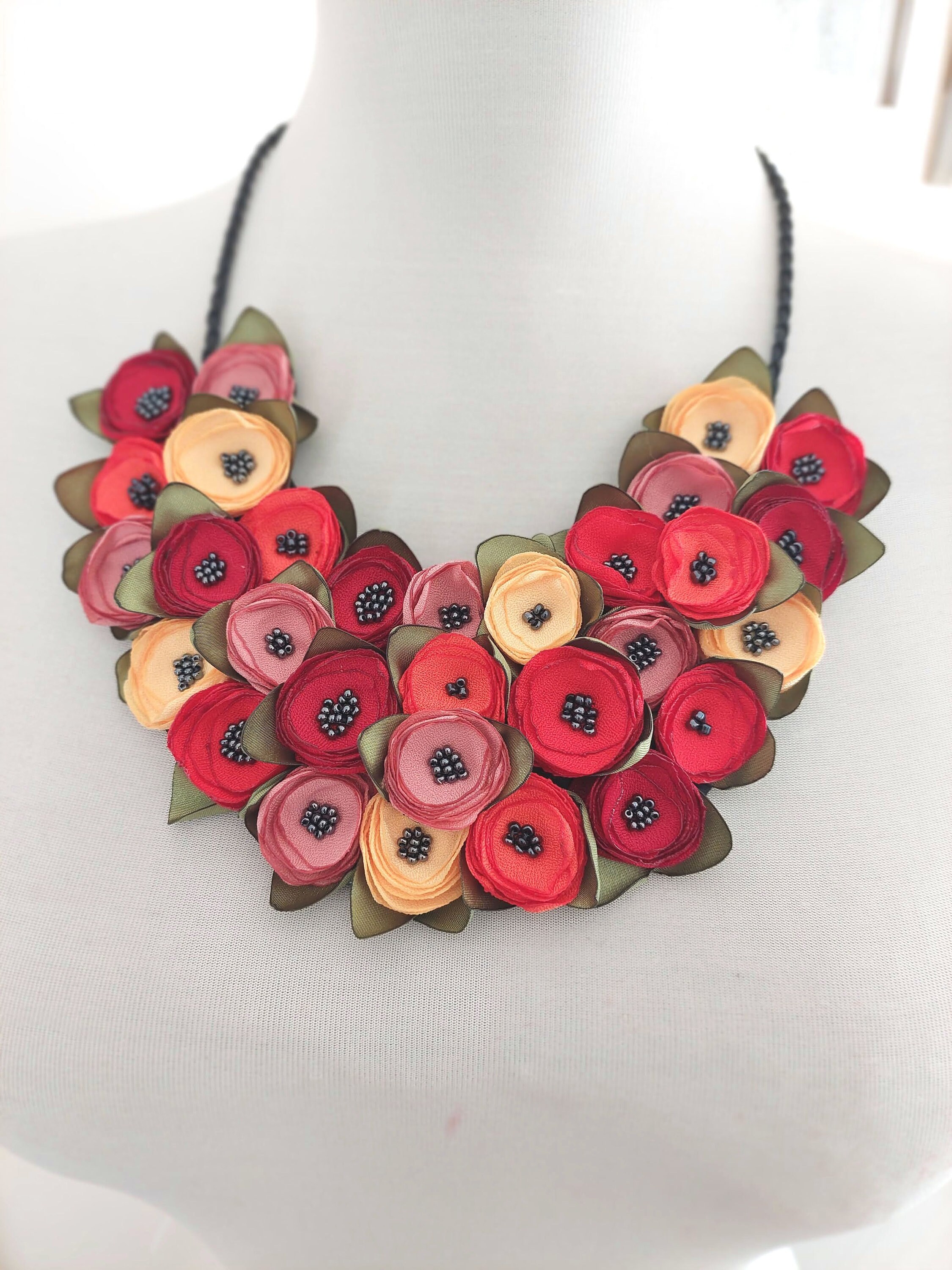 Bocar Flower Bib Necklace Set For Women - Handmade Statement Collar Jewelry, 18" Length With Extender