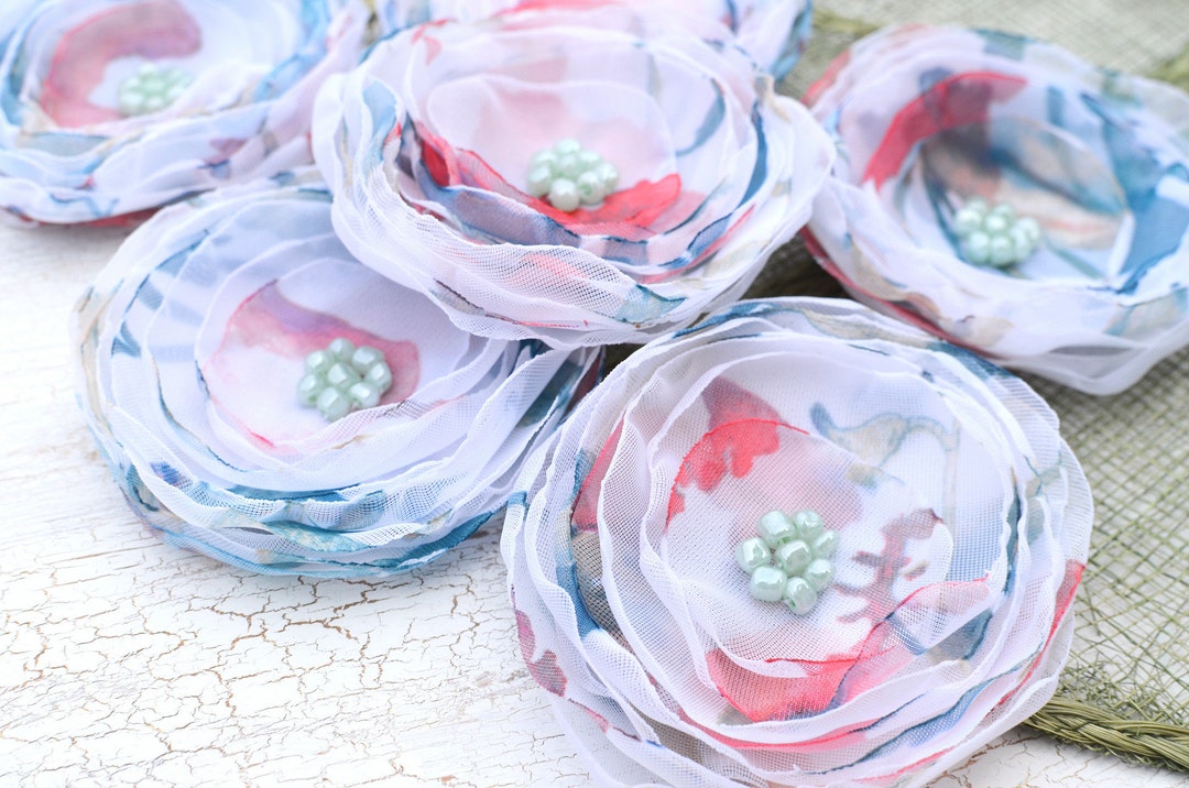 Fabric Flower Embellishments, Flower Appliques, Fabric Flowers