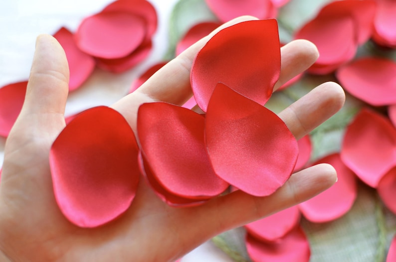 - RED SATIN leaf appliques fabric petals loose silk petals diy flowers organza appliques Handmade satin 50pcs supplies for crafts
