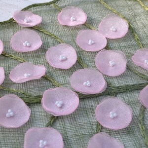 Organza flowers, sew on flower appliques, fabric flowers, fabric appliques for wedding crafts 20pcs MINI PINK image 5