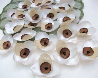Handmade sew on flower appliques (6 pcs)- IVORY ORCHIDS