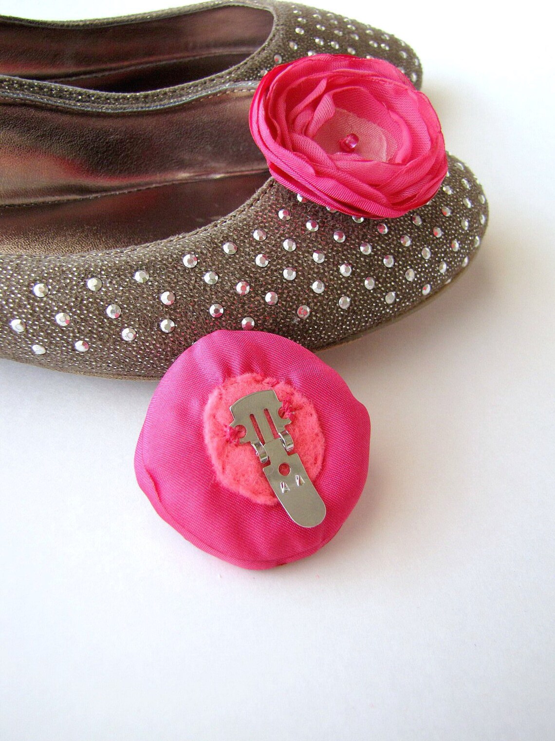 Shoe Clips With Handmade Fabric Flowers Shoe Embellishments Etsy