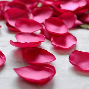 Satin leaf appliques, rose petals, fabric embellishment, fabric petals, wedding scatter petals, silk petals bulk 50pcs FUCHSIA PINK SATIN image 3