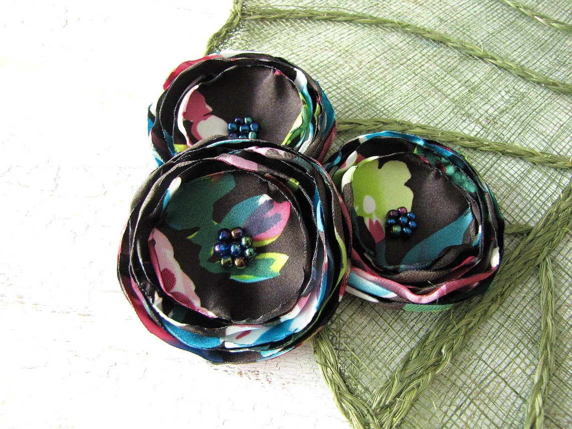 Fabric Flower Embellishments Flower Appliques Fabric Etsy