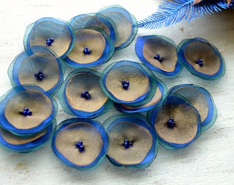 Handmade Khaki Organza Fabric Poppy Embellishment