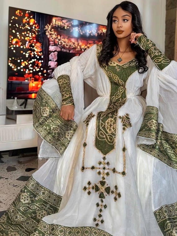 green habesha dress Kemis LowStock:43614403625011