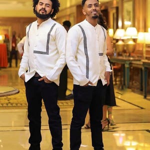 Modern Habesha Shirt for Men | Habesha Libs | Ethiopian Clothing | Simple Habesha Men&#39;s Shirt