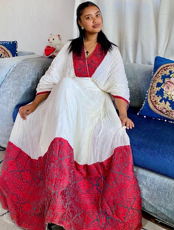 modern zuria dress Simple Habesha Kemis Modern Ethiopian Habesha Dress Zuria Handwoven Traditional Ethiopian Dress XS
