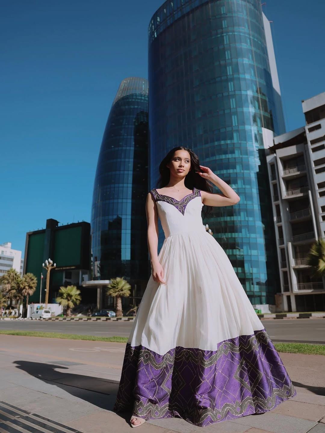 purple ethiopian dress Hot Selling Plus Size Traditional Ethiopian Dress Rayon African Design Dress for Women with Rhinestone for Summer and Spring