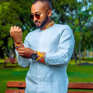 Modern Habesha Shirt for Men | Habesha Libs | Ethiopian Clothing | Simple Habesha Men&#39;s Shirt