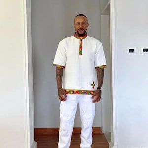 Modern Habesha Shirt for Men | Habesha Libs | Ethiopian Clothing | Simple Habesha Men&#39;s Shirt