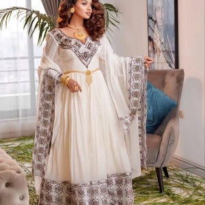Elegant Ethiopian & Eritrean Habesha Dress | Handmade Zuria for Weddings, Engagements and Cultural Celebrations