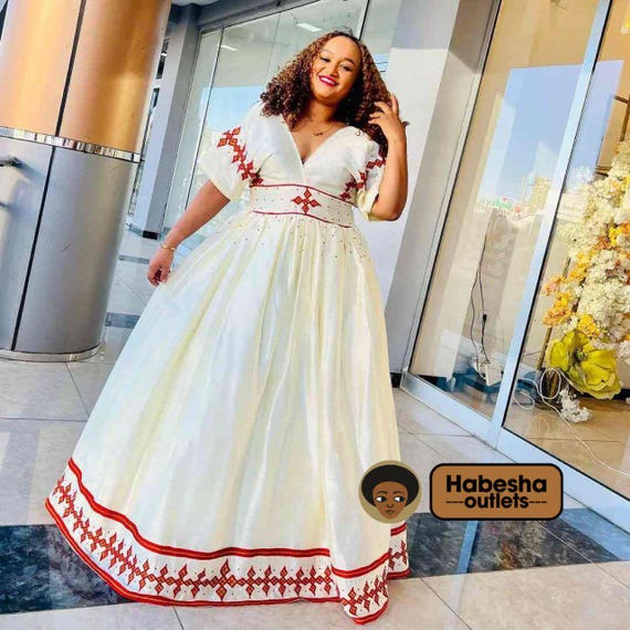 green emerald velvet dress Elegant Habesha Dress for Women