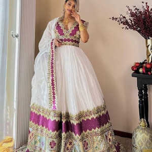 Handwoven White Habesha Zuria - Traditional Ethiopian Dress for Graduations