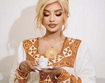 Custom Fit Habesha Dress – Elegant Ethiopian and Eritrean Zuria with Hand-Stitched Detail