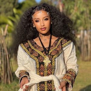 Ethiopian & Eritrean Traditional Habesha Kemis Dress – Handwoven Cultural Attire for Women