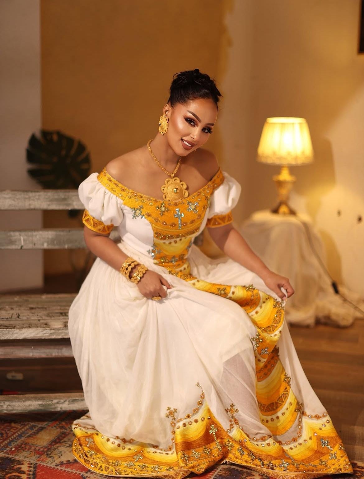 gold habesha dress Modern Habesha Kemis
