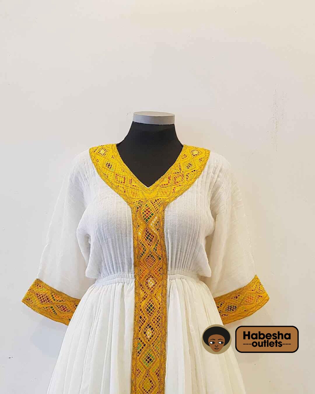 Long-Sleeved Embroidered Habesha Dress – Elegant Zuria for Special Events main image 1