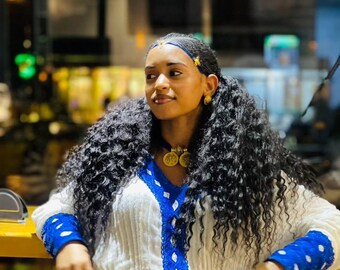 Ethiopian Store | Blue Traditional Ethiopian Dress Cotton Fabric