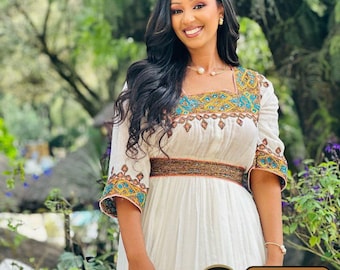 Elegant Habesha Kemis - Handcrafted Traditional Habesha Dress | Custom Made for Weddings, Graduations and Special Occasions