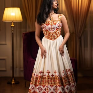 Elegant Ethiopian wedding Dress – Cultural Habesha Dress for Shimglina & Events