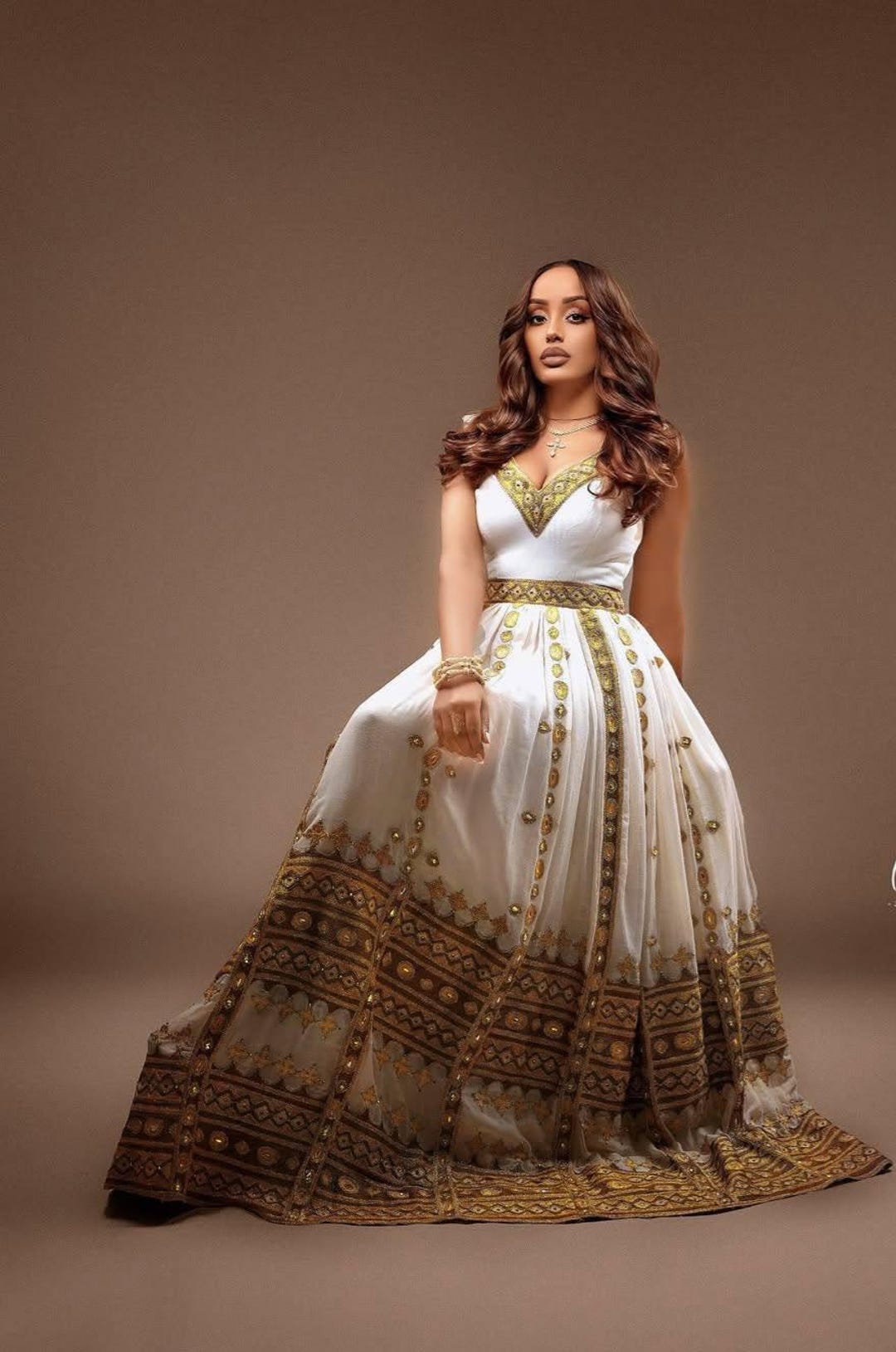 golden brown wedding dresses Gold Wedding Dress with Detachable Skirt XXXL / Gold / Lace