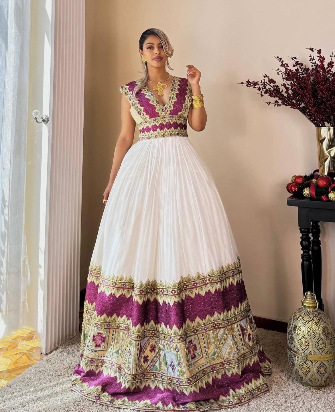 Handwoven White Habesha Zuria - Traditional Ethiopian Dress for Graduations main image 1