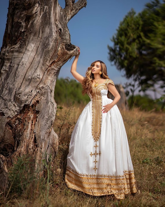 gold ethiopian dress Winta Tsige Gold Habesha Dress