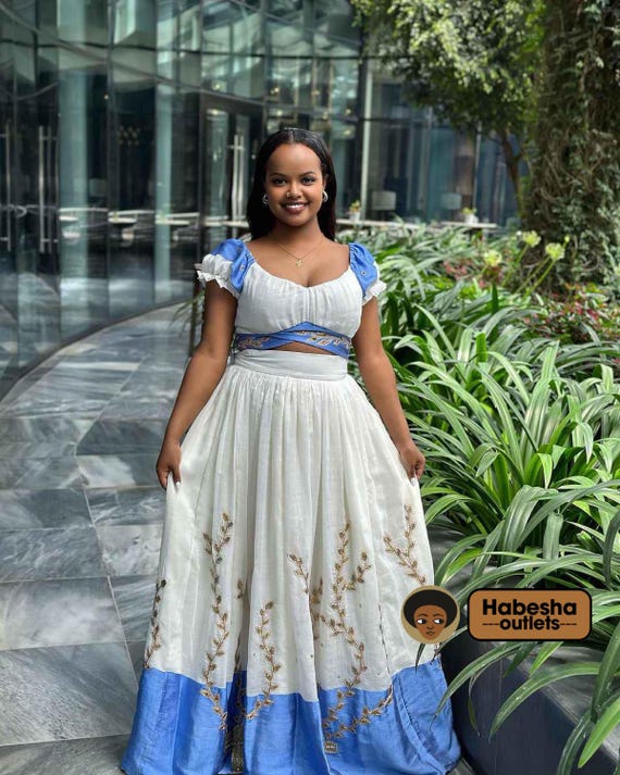 Elegant Ethiopian & Eritrean Habesha Dress | Traditional Handwoven Zuria KemiS | Custom Sizing Available