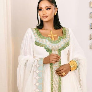 Ethiopian Habesha Dress for Women – Classic Zuria | Traditional Habesha Kemis | Modern Cultural Ethiopian Outfit
